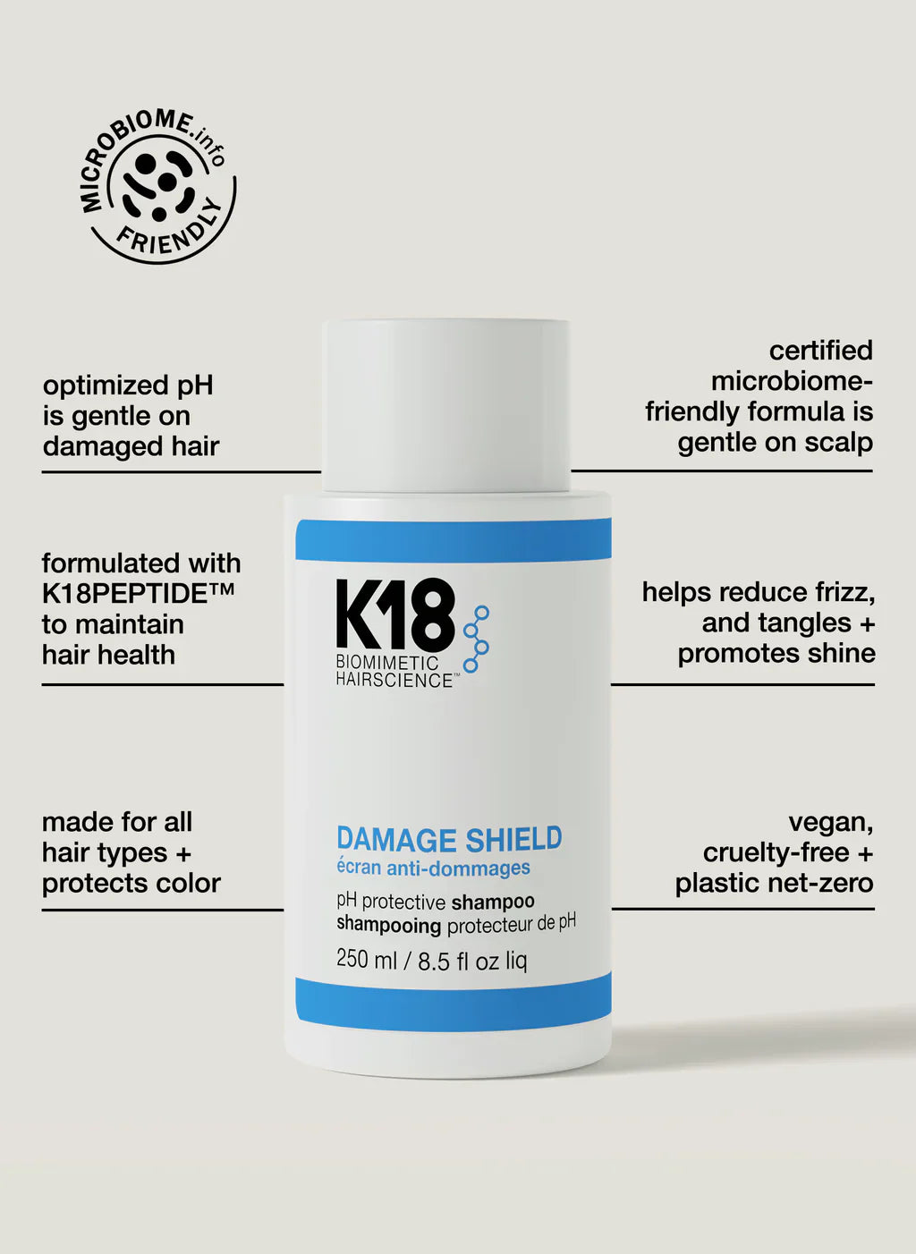 K18. shampoing protecteur de pH Damage shield