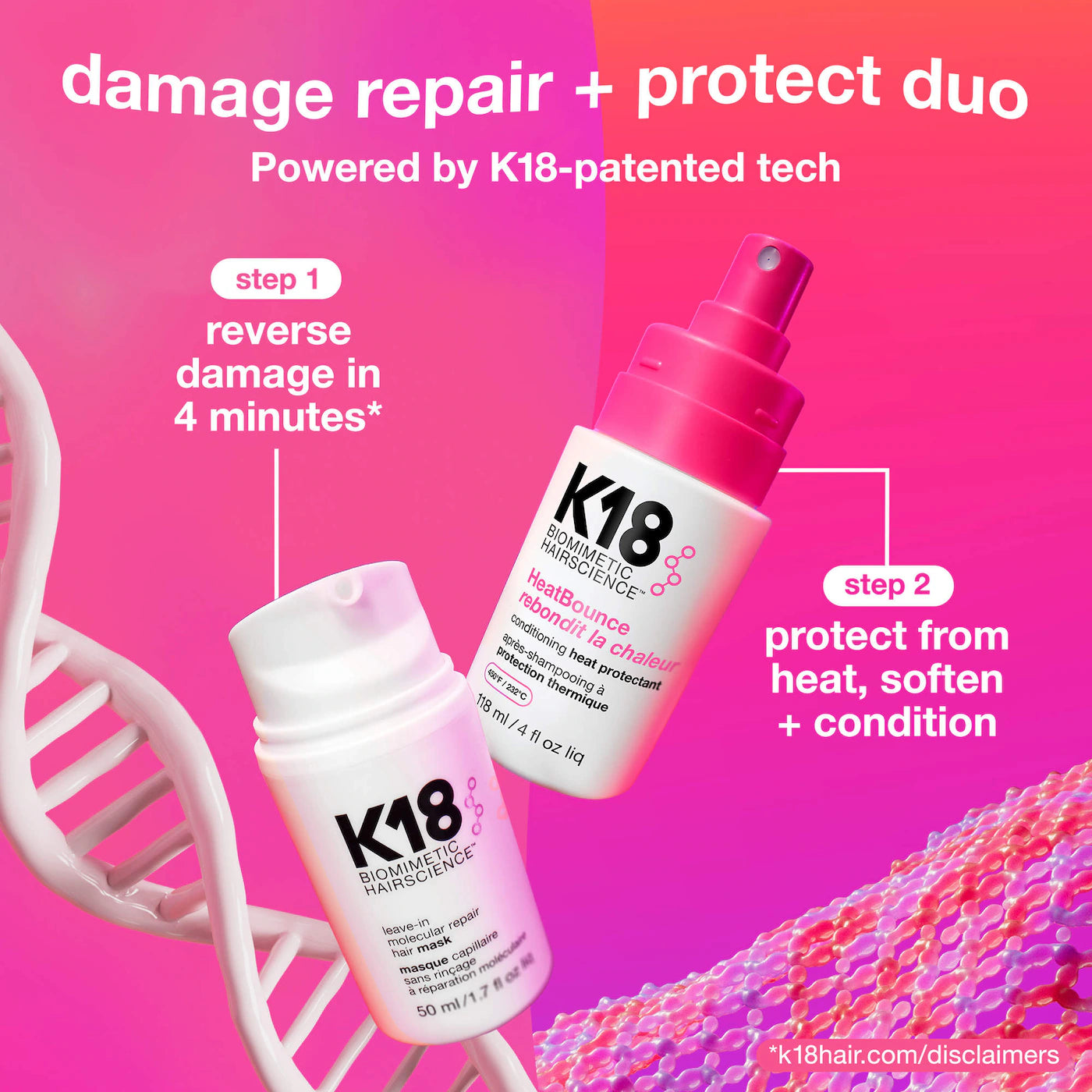 K18. revitalisant sans rinçage protecteur chaleur HeatBounce™