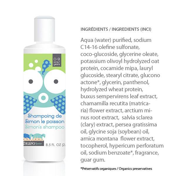 Terapo Junior. shampoing Simon le poisson - Oli & Eve | Boutique capillaire végane et sans cruauté 