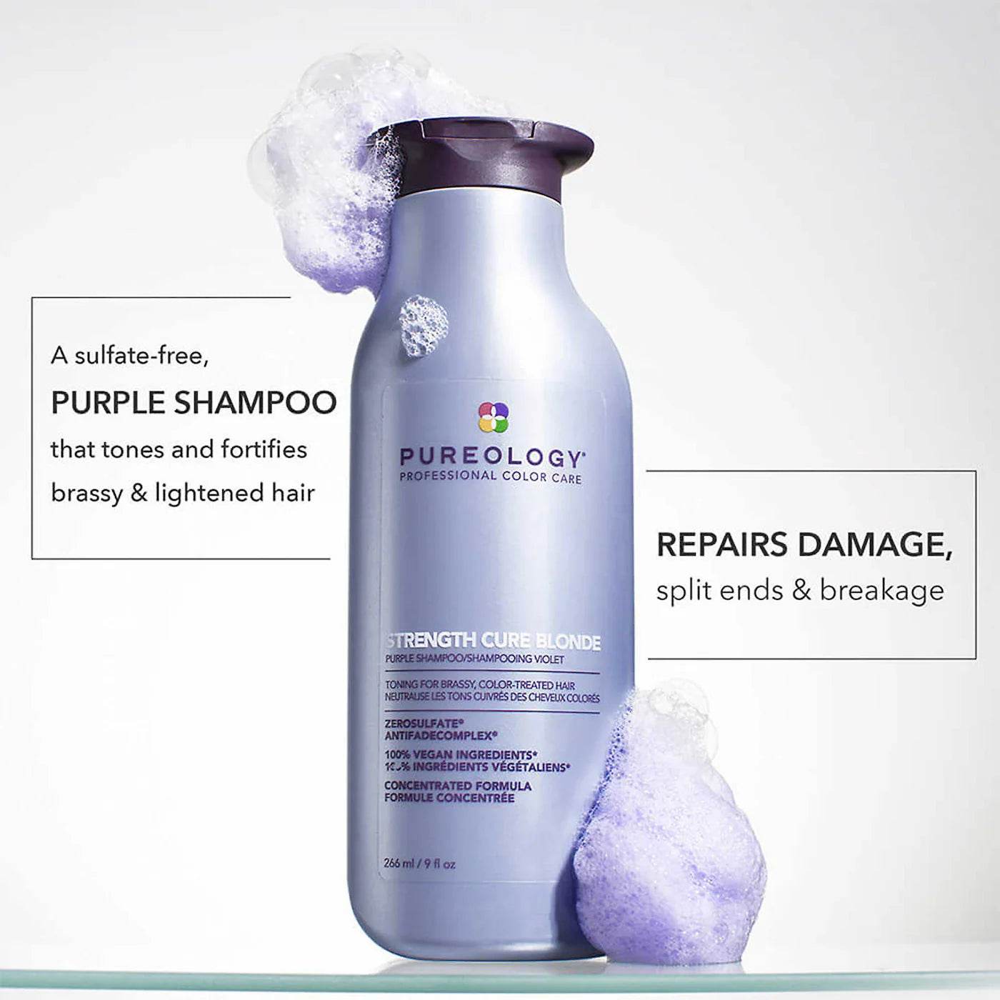 Pureology. shampoing violet Strength cure 266 ml - Oli & Eve | Boutique capillaire végane et sans cruauté 